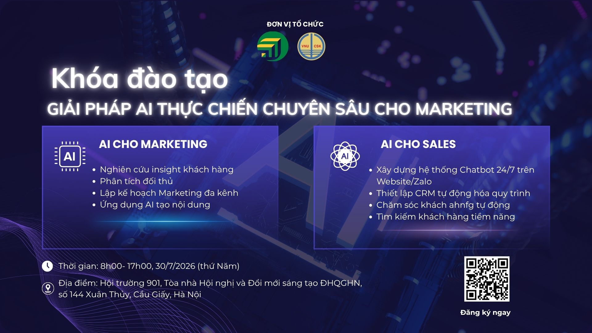 Thông tin về Khóa đào tạo Giải pháp AI thực chiến chuyên sâu cho Marketing